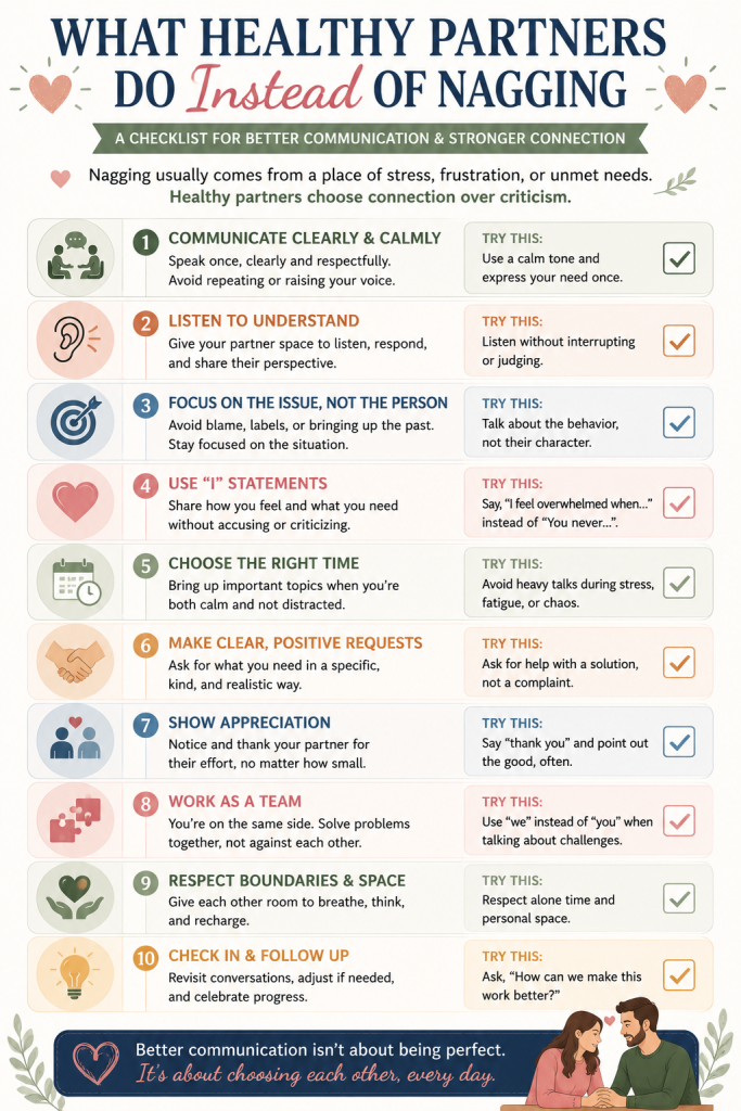 The “What Healthy Partners Do Instead of Nagging” Checklist